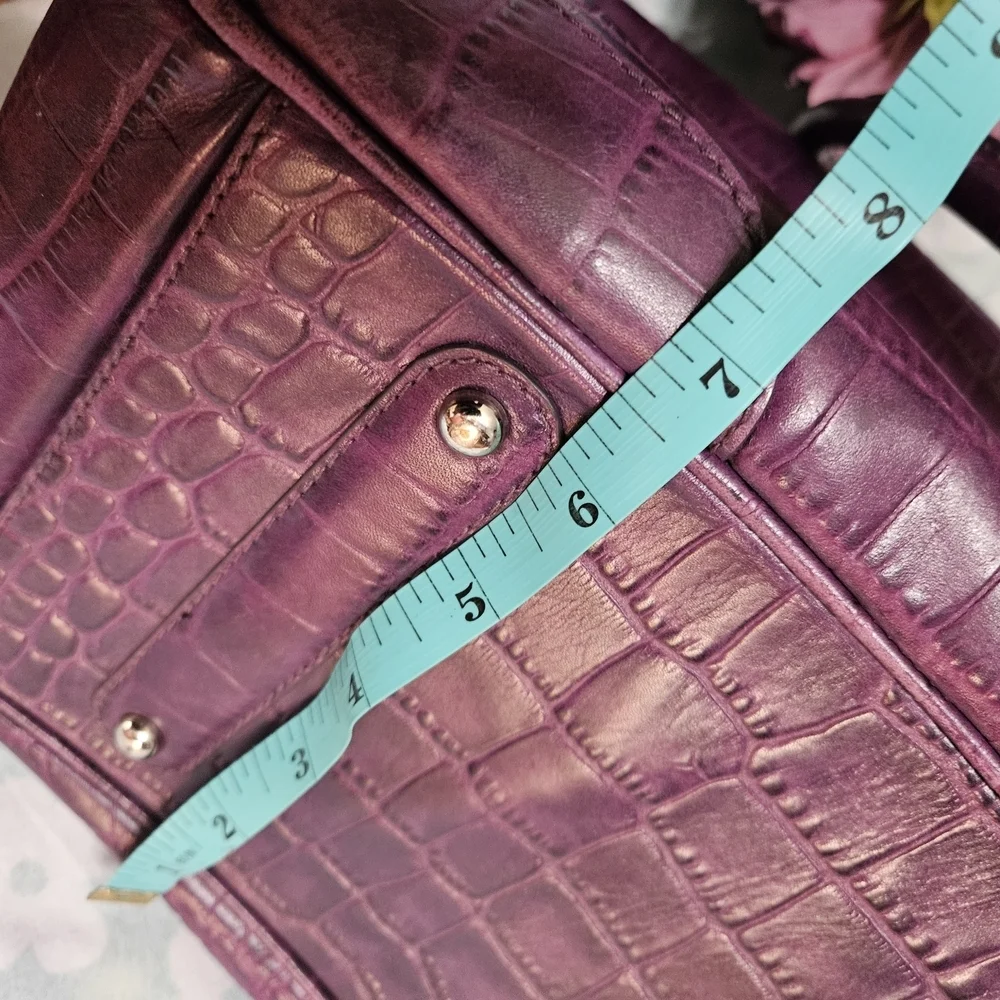 Ausilini Chic Crocodile-Embossed Purple Large Luxury Shoulder Bag EUC